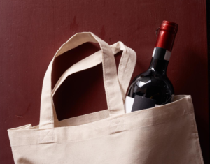 A wine bottle in a bag