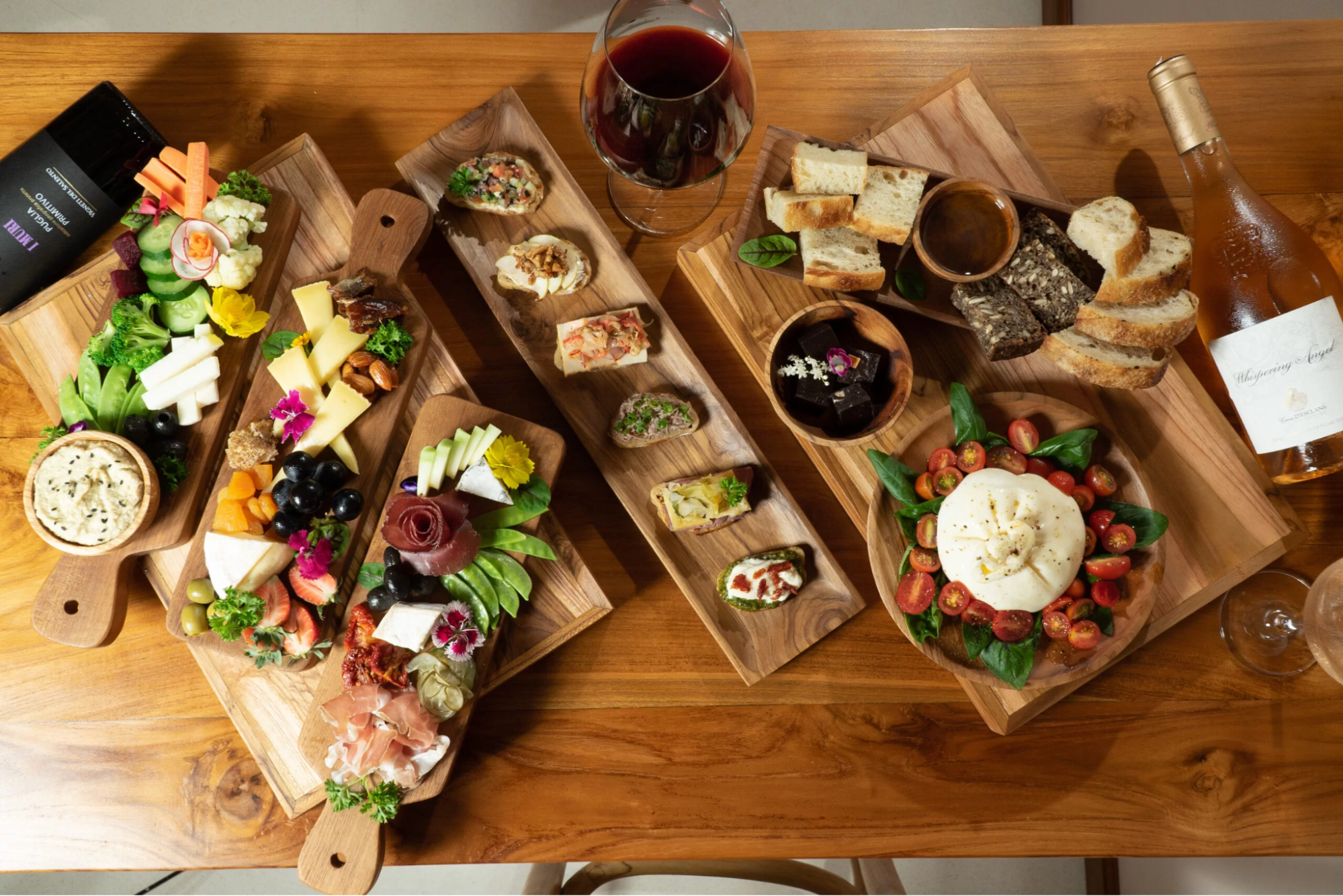 A range of grazing boards and wines from Belle Wine Bar in Ubud, Bali
